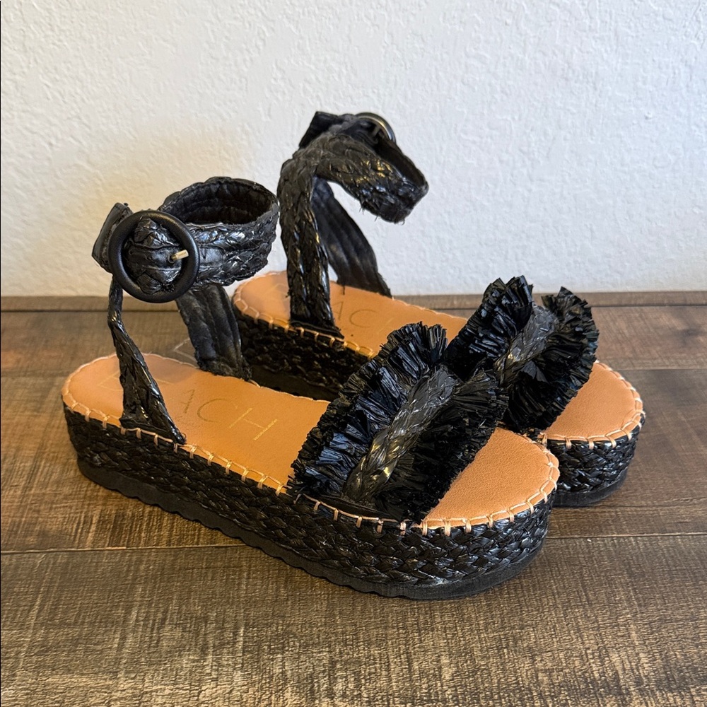 BEACH by Matisse Straw Black Espadrille Sandals